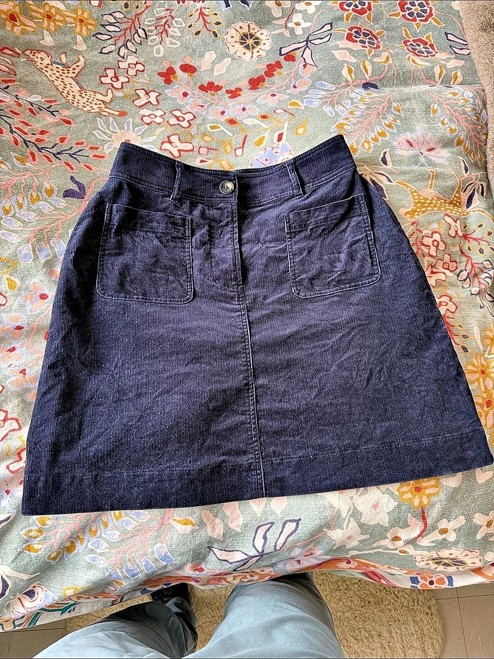 Boden Estella Cord Skirt Mini Black Waist?
